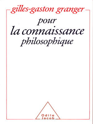 cover image of Pour la connaissance philosophique